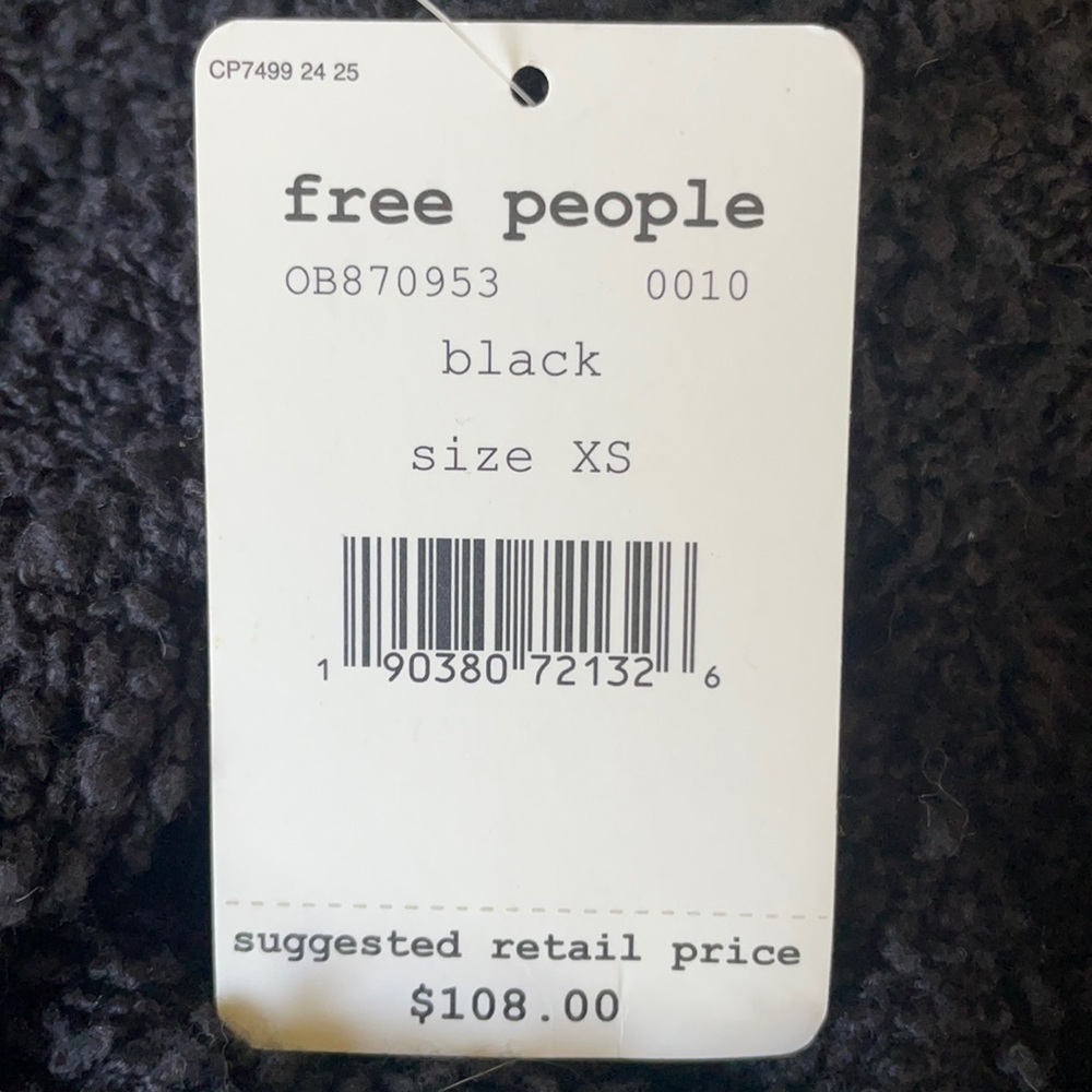 NWT Free People cropped black popcorn sweater XS - Picture 5 of 9